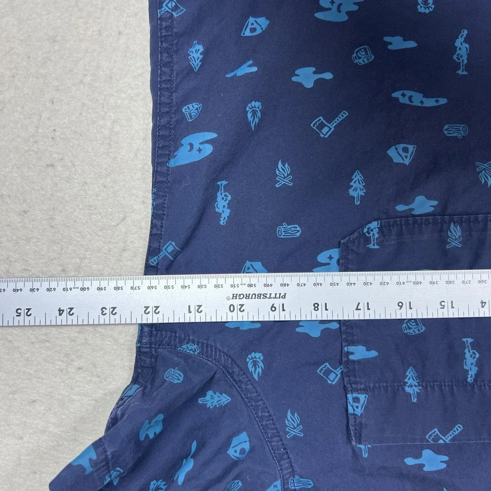 The North Face Shirt Mens Large Blue‎ Camping Graphic Short Sleeve Button Up